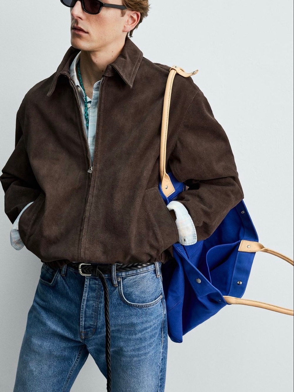 Zara x Aaron Levine Suede Leather zip -Front Jacket-size M (BNWT) - Picture 4 of 12